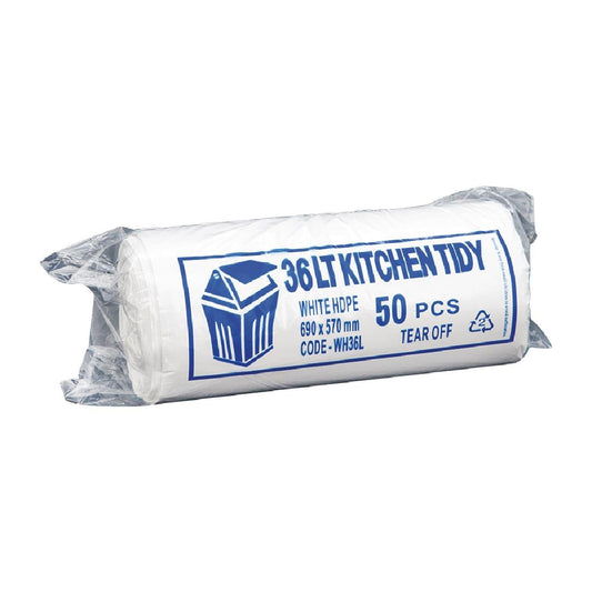 PR BUSTER - Jantex Kitchen Tidy Garbage Bag White - Medium - 36Ltr (Box 50)