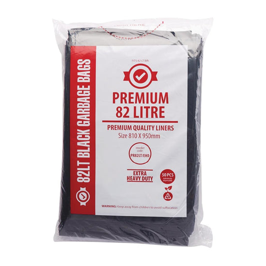 Jantex Premium Extra Heavy Duty Garbage Bag Black - 82Ltr (Box 50)