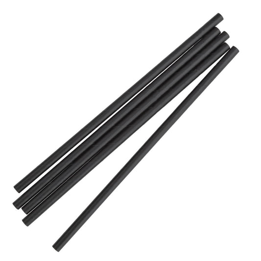 Fiesta Compostable Wrapped Paper Straw Black - 6mm (Box 250)