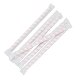 Fiesta Compostable Wrapped Smoothie Paper Straw Red Stripe210mm(Pack 250)