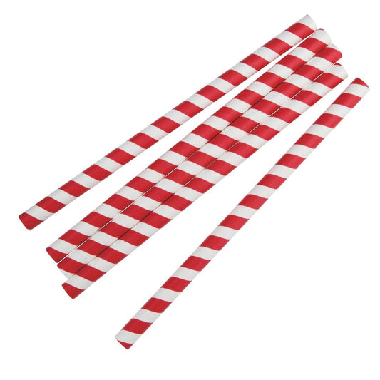 Fiesta Compostable Wrapped Smoothie Paper Straw Red Stripe210mm(Pack 250)