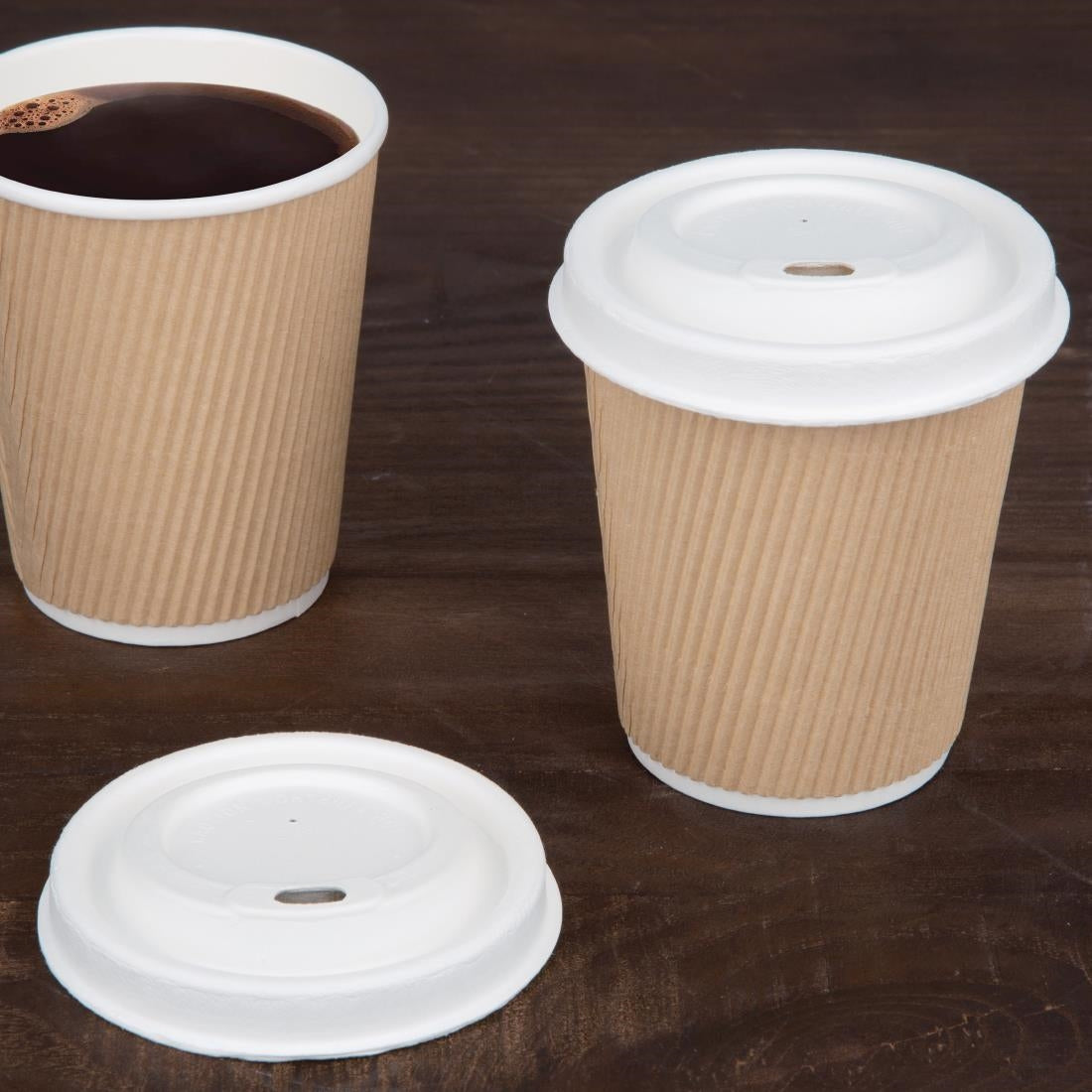 Fiesta Compostable Bagasse Hot Cup Lid - 80mm for 8oz Cup (Pack 1000)