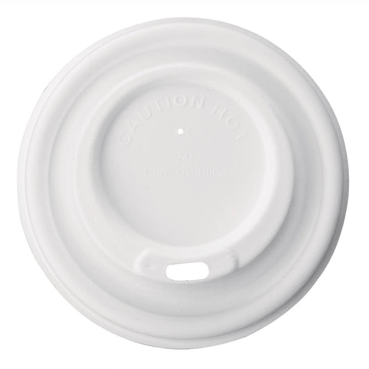 Fiesta Compostable Bagasse Hot Cup Lid - 90mm for 12oz Cup (Pack 1000)