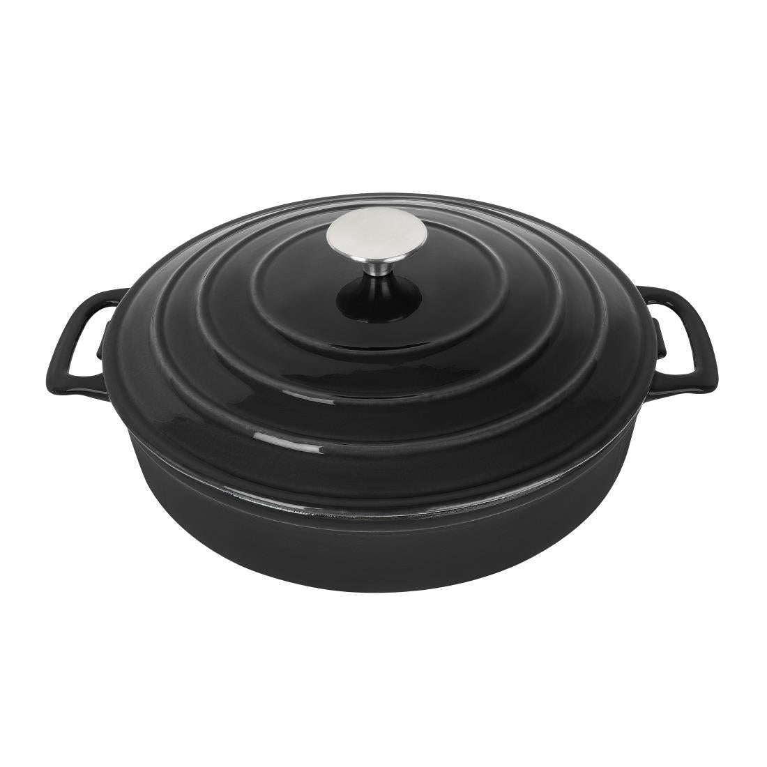 Vogue Saute Pan Round Black - 280mm 3 1/2Ltr