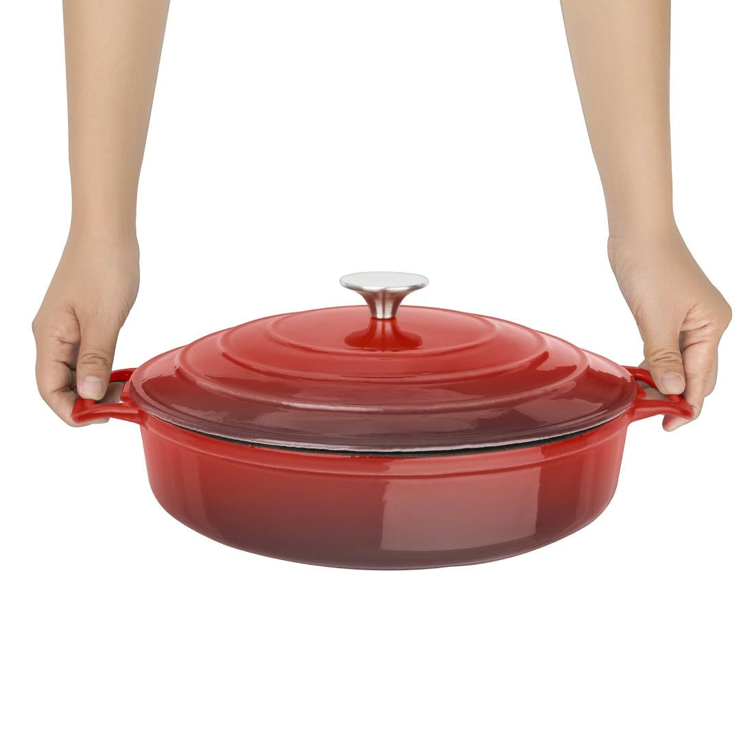 Vogue Saute Pan Round Red - 280mm 3 1/2Ltr