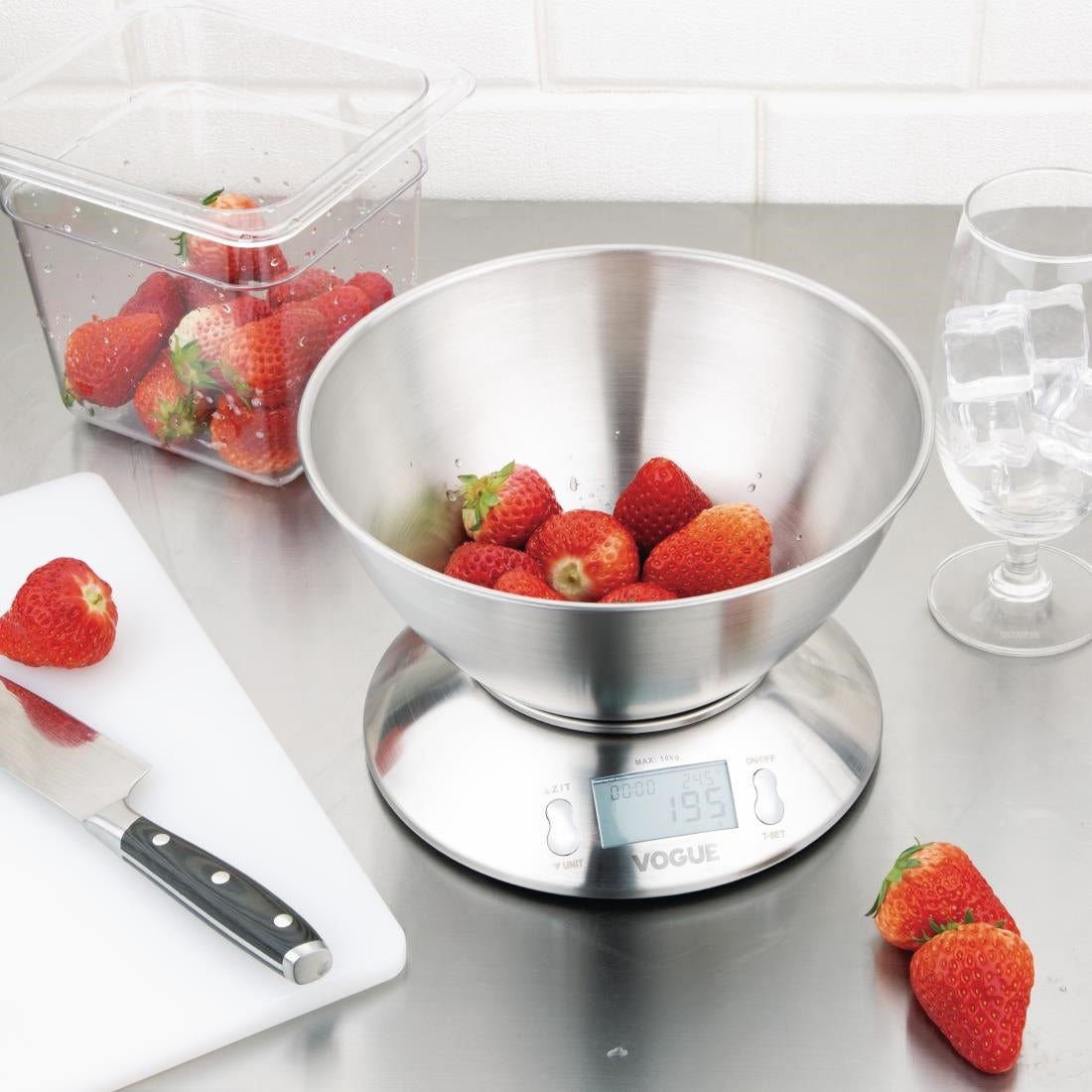 Vogue Digital St/St Bowl Scale 5kg Grad 1g kg/lbs