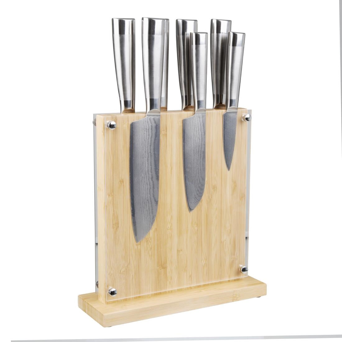 Vogue Magnetic Knife Block Bamboo - 290x270x120mm 11 1/2x 10 1/2x 4 3/4"