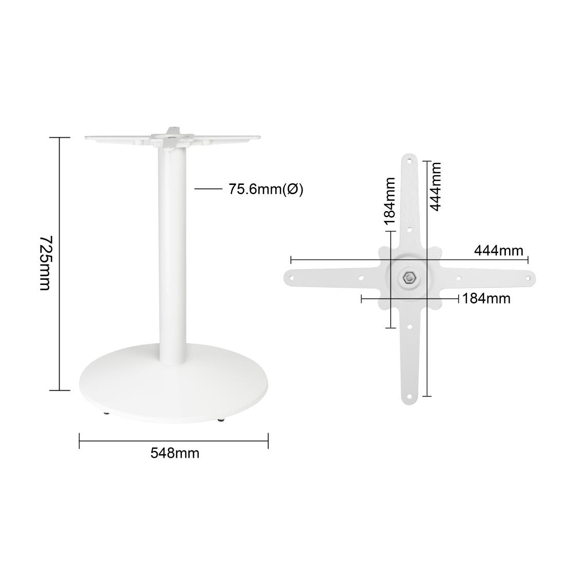 Bolero Outdoor/Indoor Cast Iron Round Table Base - White