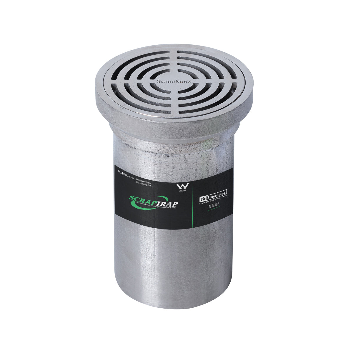 112mm Round Drop in Floor Waste Arrestor (suits 100mm pipe) (Heel Proof)