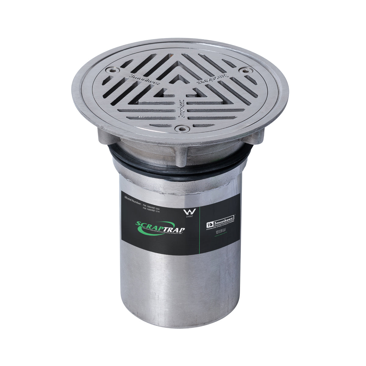 150mm Round Vinyl Floor Waste Arrestor (suits 100mm pipe) (Heel Proof) FW-100VRBT-316