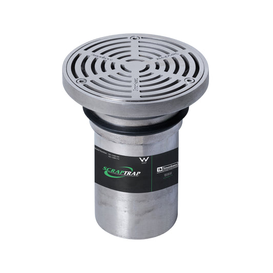 150mm Round Floor Waste Arrestor (suits 100mm pipe) Heel Proof FW-150BR-304