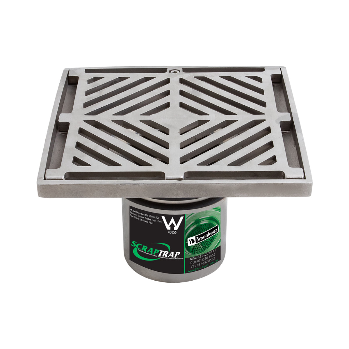 200mm Square Floor Waste Arrestor FW-200BS-316