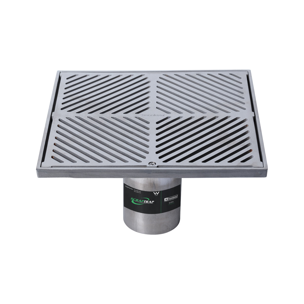 300mm Square Floor Waste Arrestor (suits 100mm pipe) (Heel Proof) FW-300BS-304
