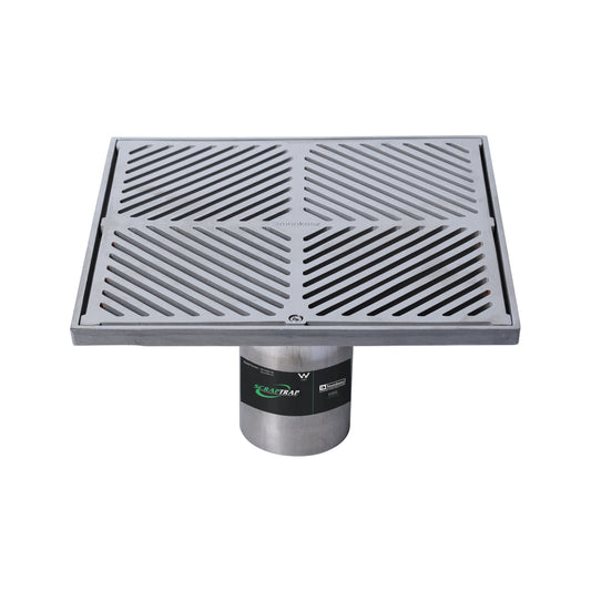 300mm Square Floor Waste Arrestor (suits 100mm pipe) (Heel Proof) FW-300BS-304