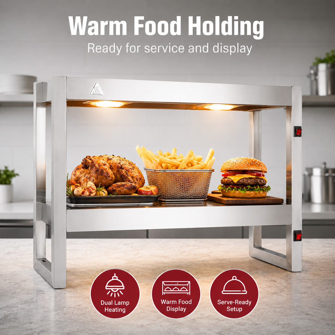 Benchstar Commercial Food Warmer with 4 Lamps – FW4L-092