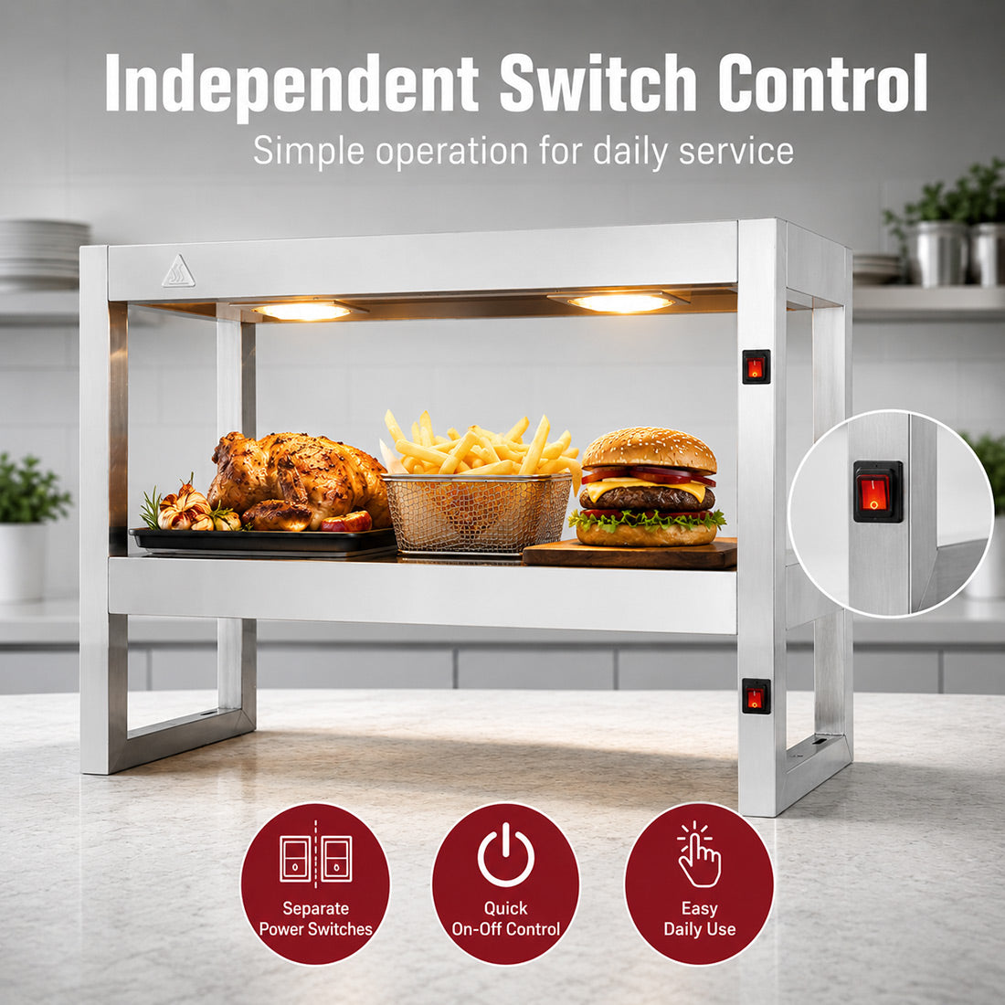 Benchstar Commercial Food Warmer with 4 Lamps – FW4L-092