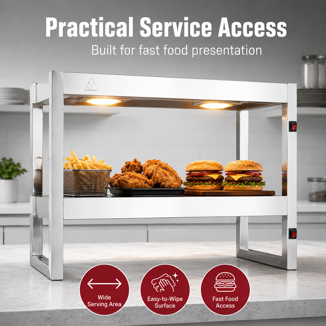 Benchstar Commercial Food Warmer with 4 Lamps – FW4L-092