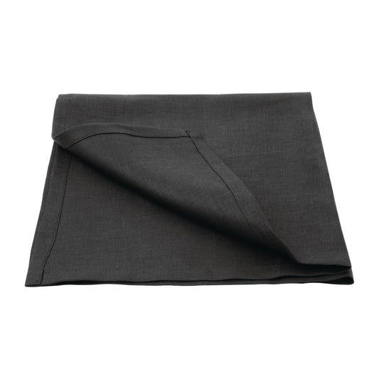 Olympia Linen Table Napkin 400x400mm Black (Pack 12)