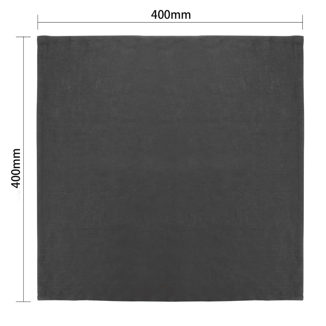 Olympia Linen Table Napkin 400x400mm Black (Pack 12)