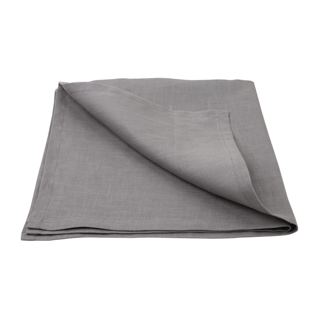 Olympia Linen Table Napkin 400x400mm Grey (Pack 12)