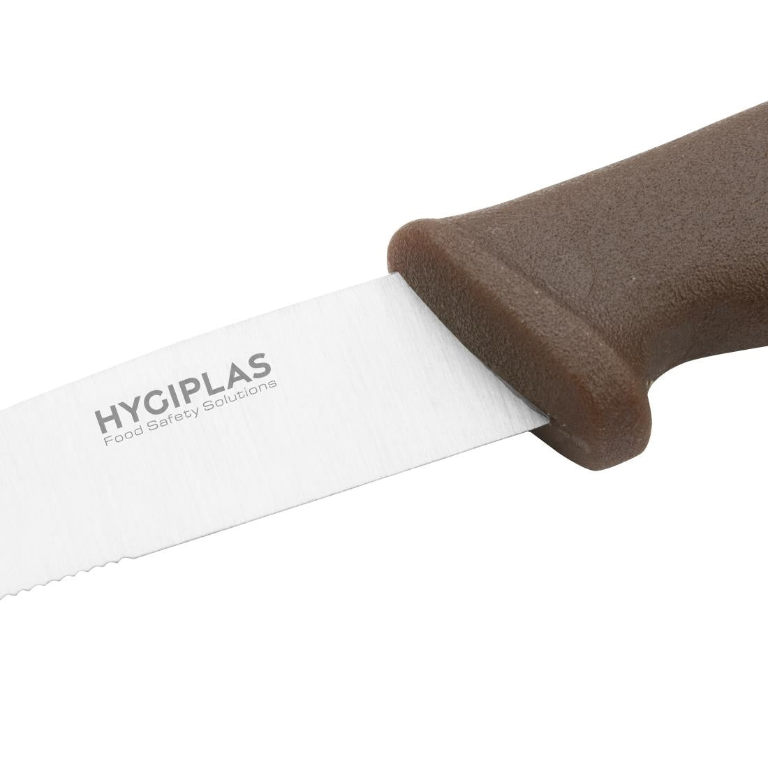 Hygiplas Vegetable Knife Serrated Brown - 100mm 4"