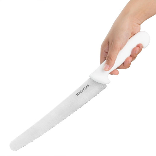 Hygiplas Serrated Pastry Knife White - 250mm 10"