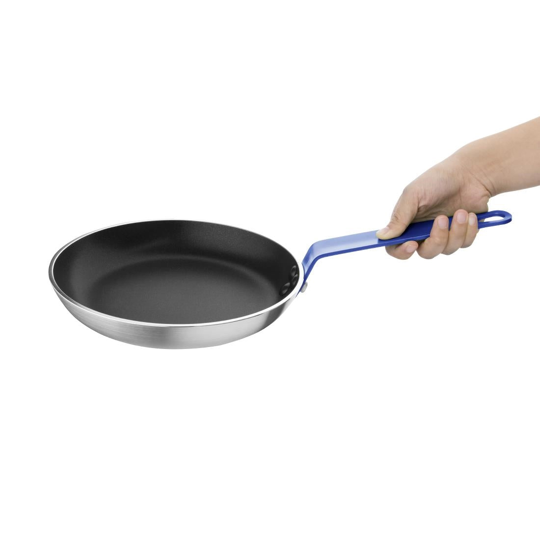 Hygiplas Frypan Aluminium Non-stick Teflon Platinum Plus Blue Handle - 240x40mm