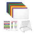 Hygiplas Low Density Chopping Board Set 7 Boards & Steel Rack & Wall Chart 300x450x20mm