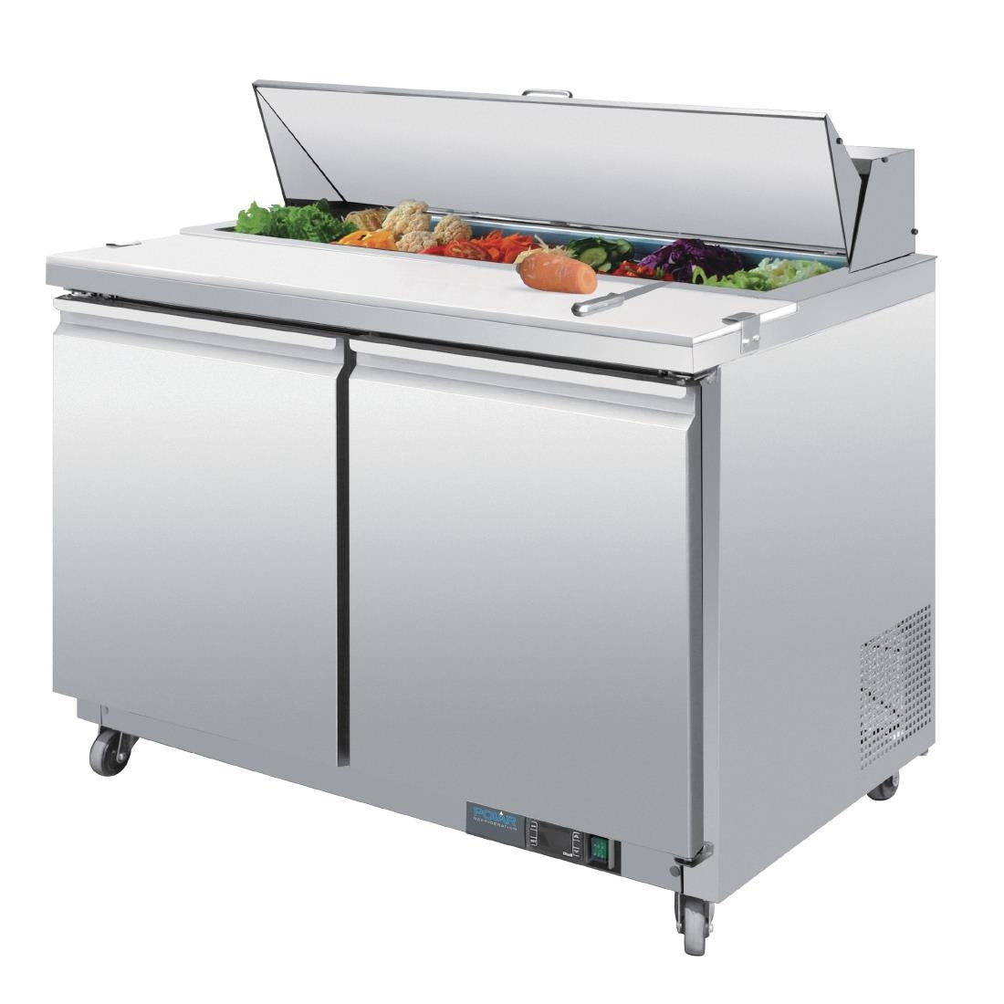 Polar U-Series Double Door Prep Counter Fridge 405Ltr