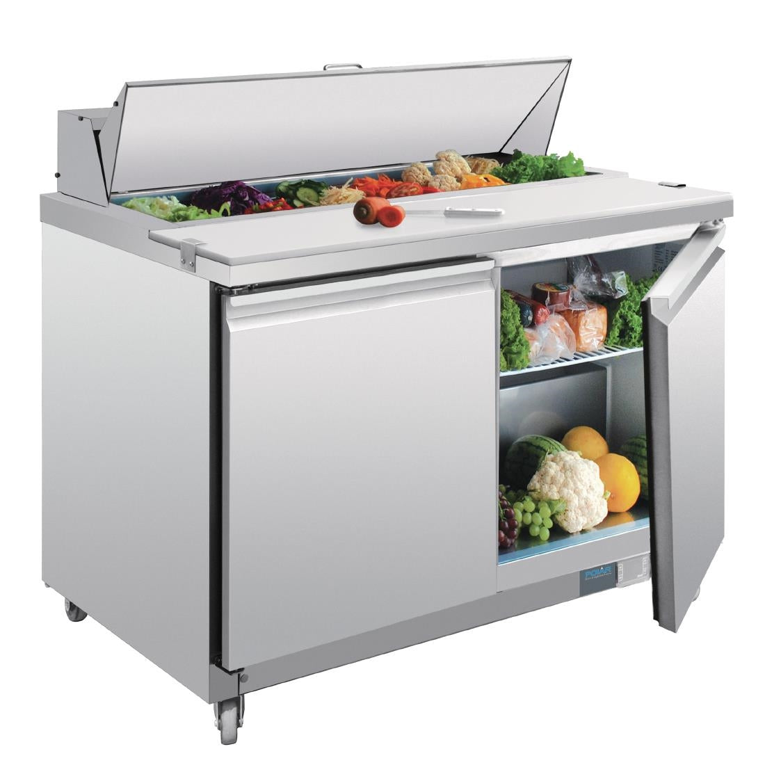 Polar U-Series Double Door Prep Counter Fridge 405Ltr