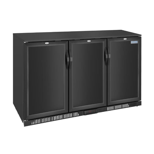 Polar G-Series Back Bar Cooler with Triple Solid Hinged Doors Black - 850mm