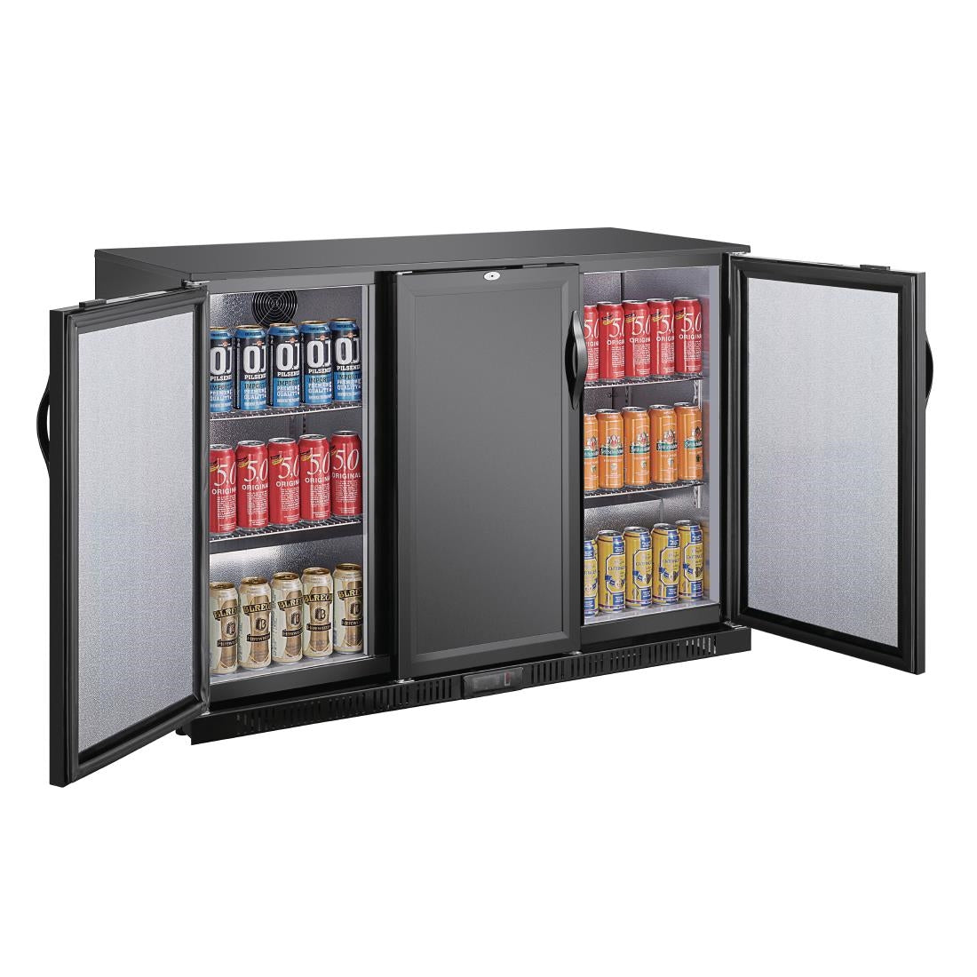 Polar G-Series Back Bar Cooler with Triple Solid Hinged Doors Black - 850mm