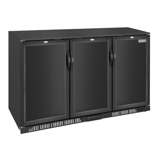 Polar G-Series Back Bar Cooler with Triple Solid Hinged Doors Black - 850mm