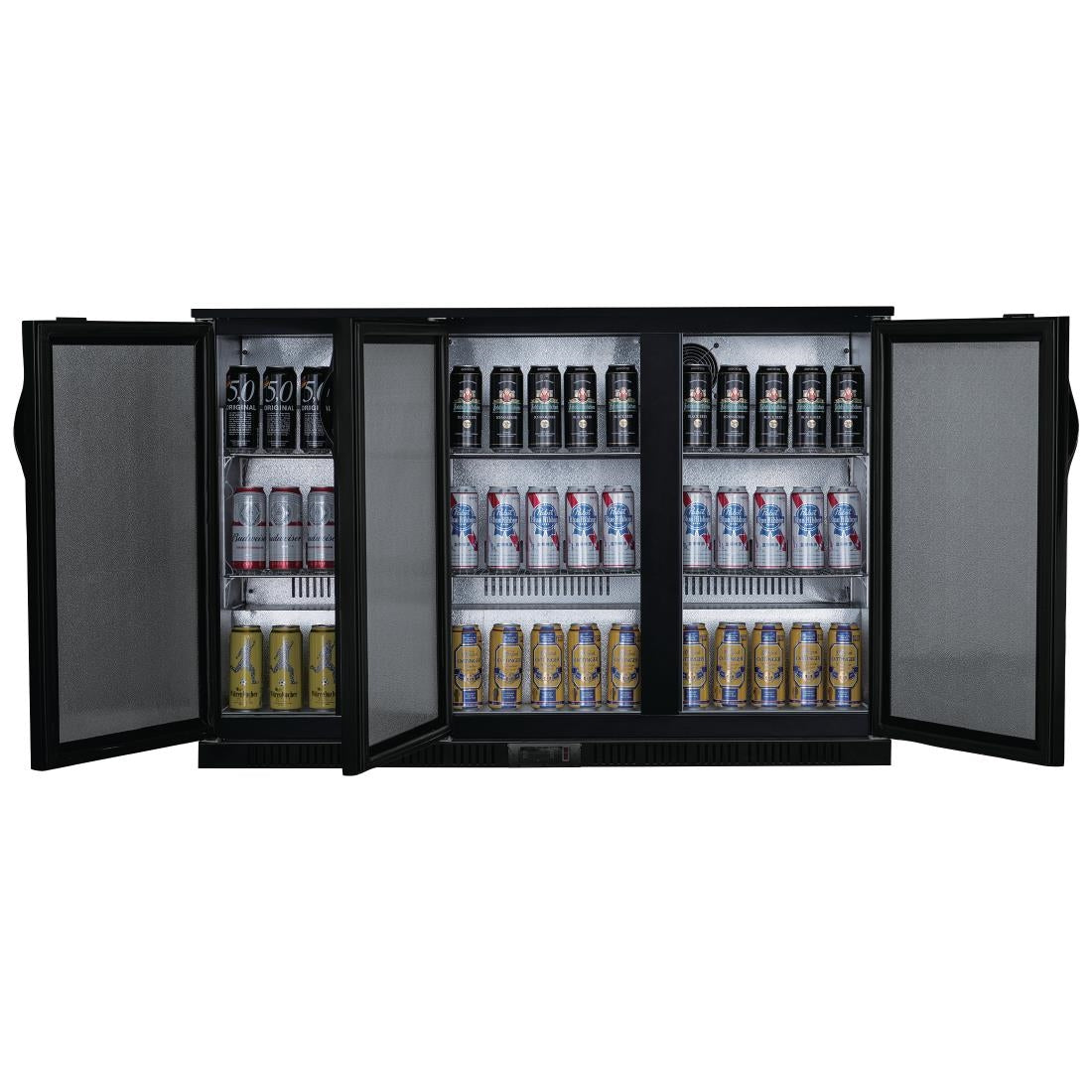 Polar G-Series Back Bar Cooler with Triple Solid Hinged Doors Black - 850mm