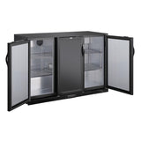 Polar G-Series Back Bar Cooler with Triple Solid Hinged Doors Black - 850mm