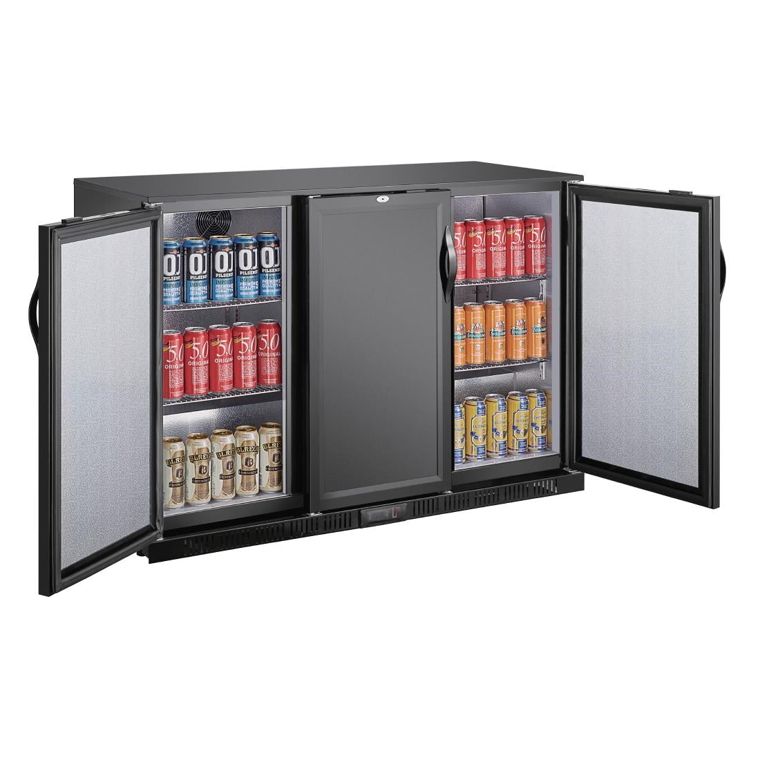 Polar G-Series Back Bar Cooler with Triple Solid Hinged Doors Black - 850mm