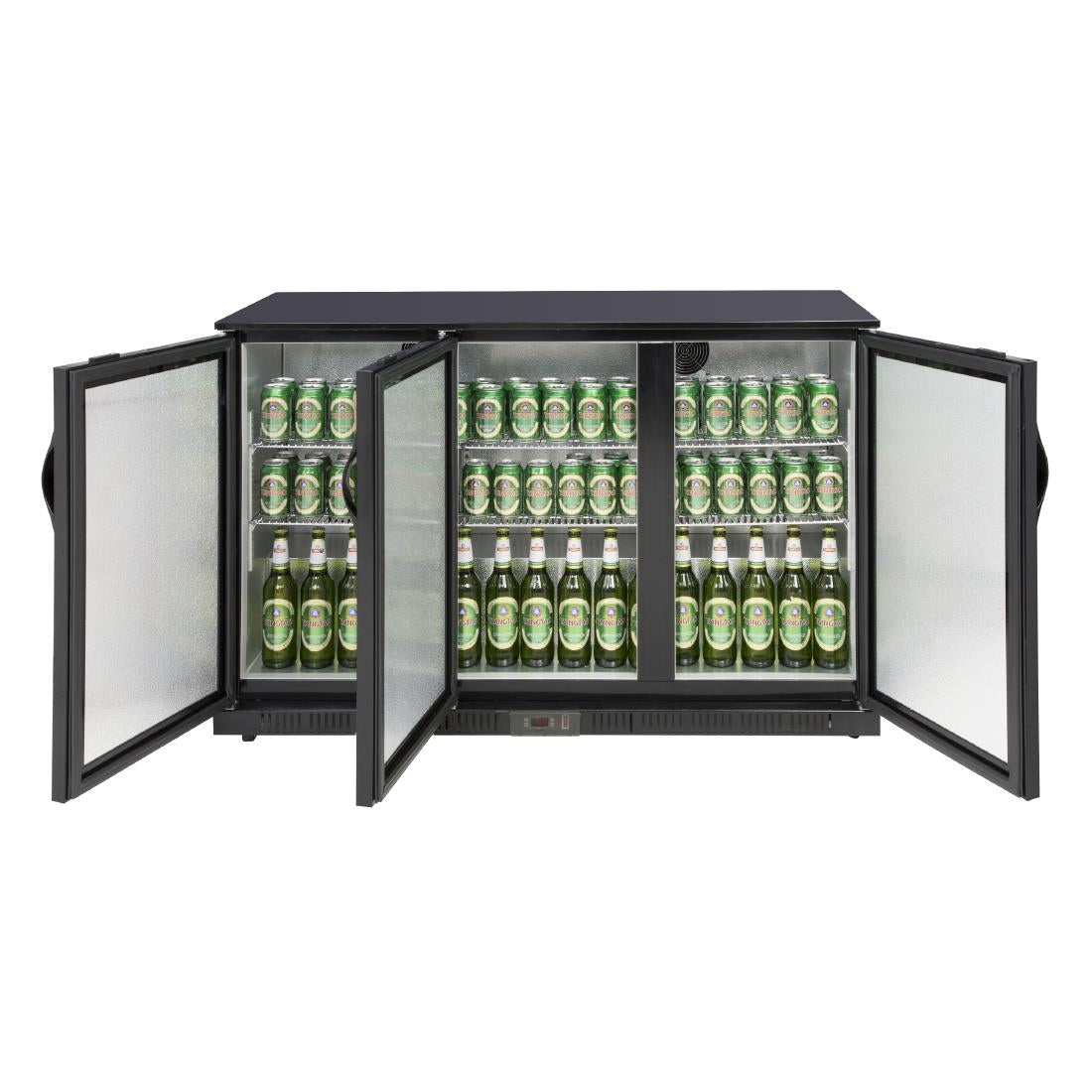 Polar G-Series Back Bar Cooler with Triple Solid Hinged Doors Black - 850mm