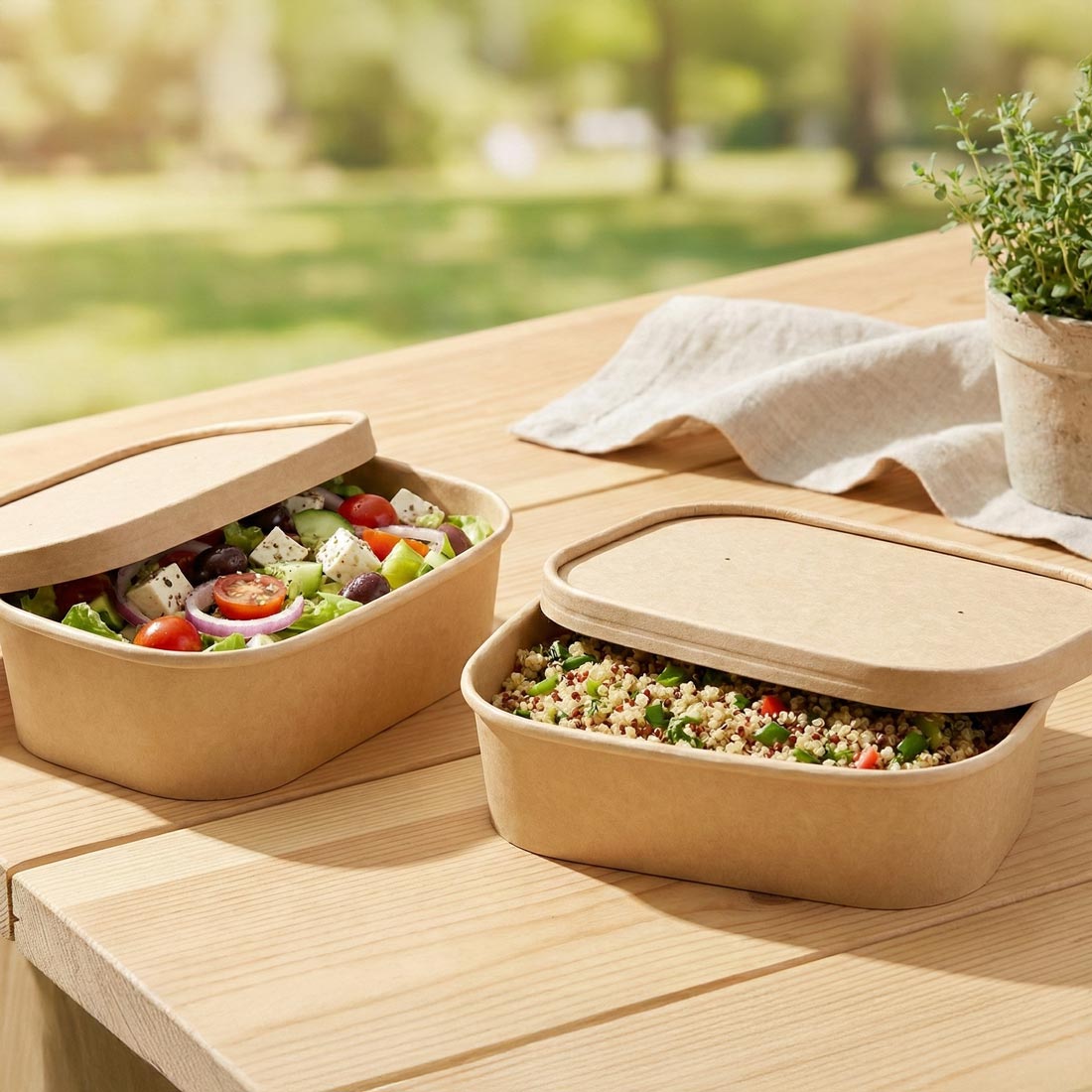 PakMax 750ML Kraft Paper Rectangular Bowl - KPRB-650-120