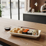 PakMax 6.5"*4.5"*0.8" Sugarcane Sushi Tray - ST-08