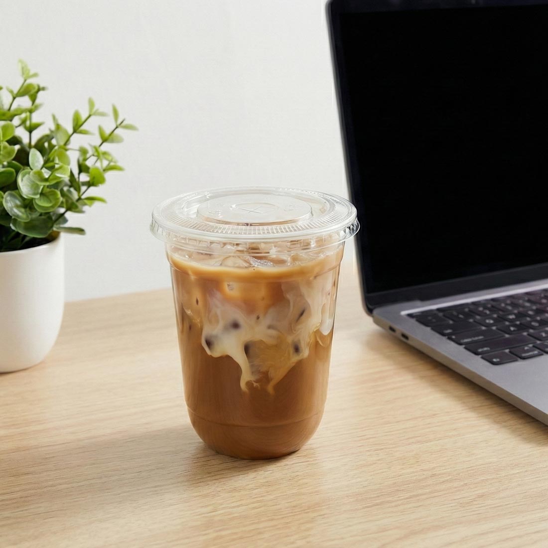 PakMax 78mm PET Cold Paper Cups Flat Lids - CCFL-78C-PET-LID