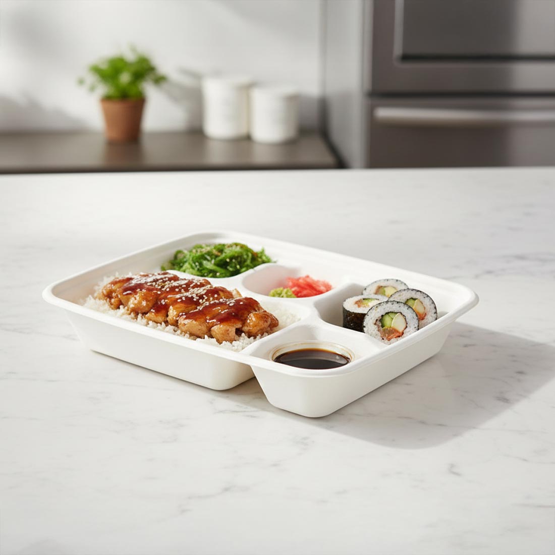 PakMax Sugarcane 5-Compartment Lunch Tray - LT-51