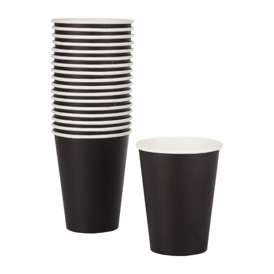 Fiesta Recyclable Hot Cups Single Wall Black - 340ml (12oz) (Sleeve 50)