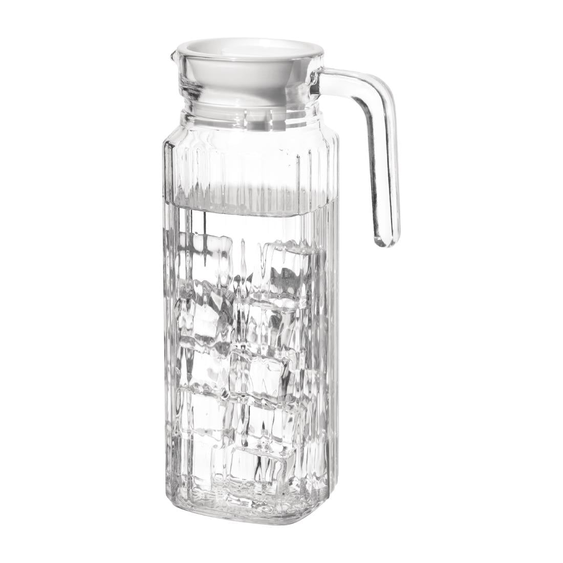 Olympia Ribbed Glass Jug with lid - 1Ltr (Box 6)