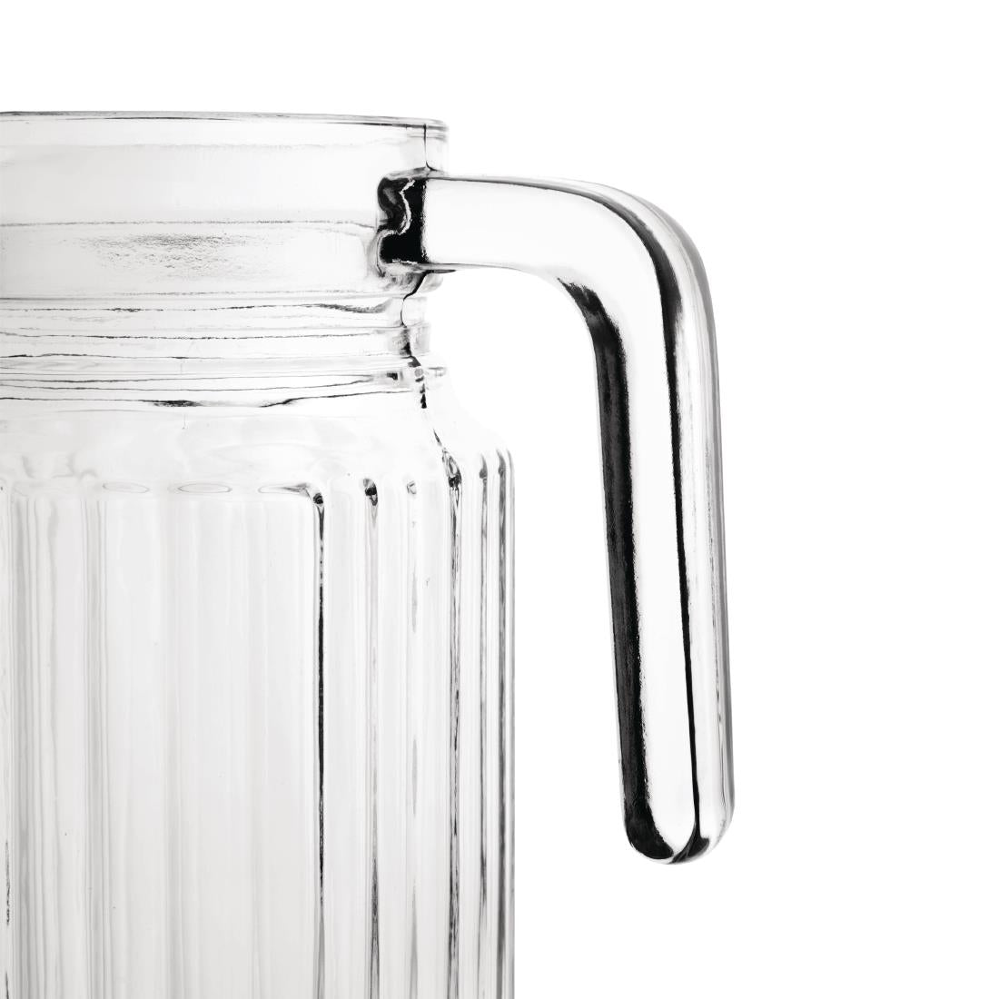 Olympia Ribbed Glass Jug with lid - 1Ltr (Box 6)