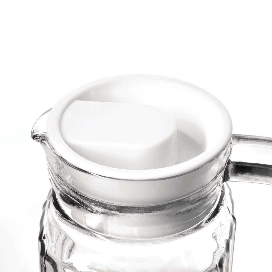 Olympia Ribbed Glass Jug with lid - 1Ltr (Box 6)
