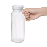 Olympia Ribbed Glass Jug with lid - 1Ltr (Box 6)