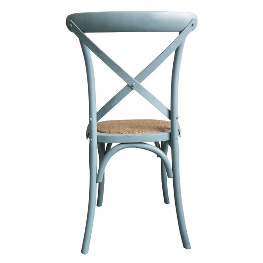 Bolero Wooden Dining Chair with Cross Backrest (Box 2) Antique Blue Wash