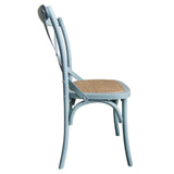 Bolero Wooden Dining Chair with Cross Backrest (Box 2) Antique Blue Wash