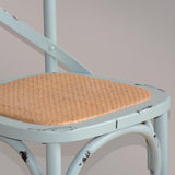 Bolero Wooden Dining Chair with Cross Backrest (Box 2) Antique Blue Wash