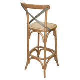 Bolero Wooden Barstool with Metal Cross Backrest - Natural (Single)